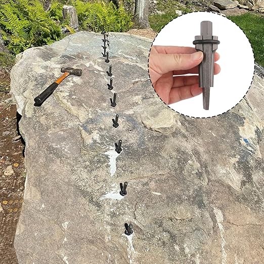 20 Pack 5/8 Inch Wedge and Feather Shims, Heavy Duty Stone Rock Splitter, Plug Wedge Feather Shims for Rocks, Concrete, Ideal for Outdoor Collection and Construction