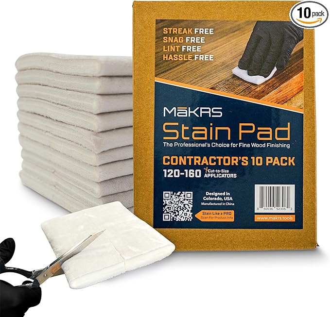 M훮KRS Stain Pad, Cut-to-Size Staining Pads, 10-Pack, Lint, Snag, Streak-Free Applicator, Micro Brush Material, Wood Stains and Oil Based Finishes, Easy to Use with Consistent Application