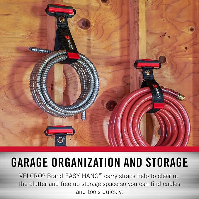 VELCRO Brand Heavy Duty Carrying Strap with Handle. Extension Cord & Garden Hose Storage. Durable Garage Organization. Holds 100 Pounds. Gadgets for Men & Practical Gifts