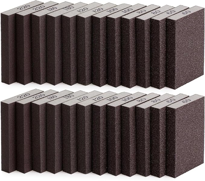 Bates- Sanding Sponge, 24 pcs, 60/80/100/120/180/220 Grit, Sandpaper Block, Sanding Blocks for Wood, Drywall Sanding Sponge for Wood, Sanding Blocks Drywall, Sandpaper for Drywall Sanding Block