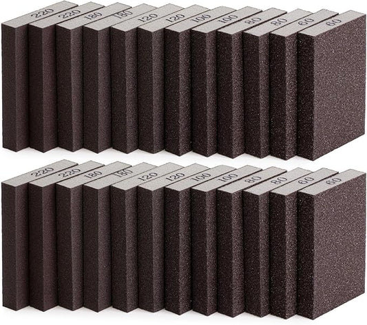 Bates- Sanding Sponge, 24 pcs, 60/80/100/120/180/220 Grit, Sandpaper Block, Sanding Blocks for Wood, Drywall Sanding Sponge for Wood, Sanding Blocks Drywall, Sandpaper for Drywall Sanding Block