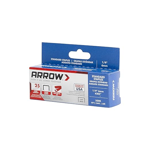 Arrow 202 1/4-Inch Length Galvanized Steel Staples for Desktop Staplers only; Office Supplies for Desk Staplers for Business, Classroom Supplies, Home Office, and Craft Use, 5000-Pack
