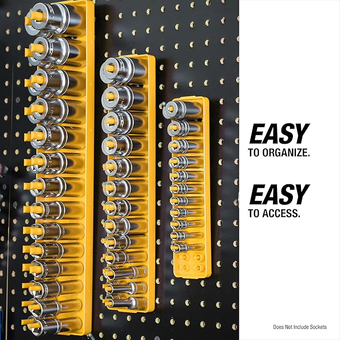 OEMTOOLS 22238 6 Piece SAE and Metric Socket Tray Set, SAE and Metric Socket Storage for Sizes 1/4", 3/8?? and 1/2" Drive, Socket Holders and Socket Organizer Tray for Toolbox, Black and Yellow