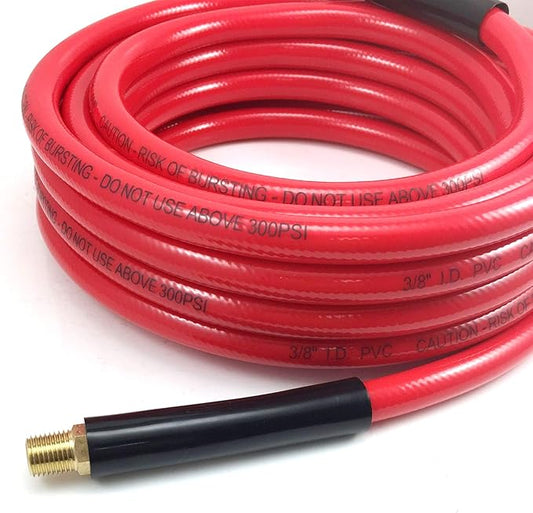 3/8 x 25 FT PVC Air Compressor Hose + 10 Pieces Air Compressor Accessories Kit