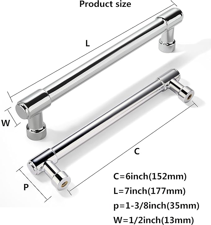 khtumeware 2 Pack 6 Inch(152mm) Polished Chrome Cabinet Pulls Kitchen Cabinet Handles Kitchen Cabinet Hardware for Cupboard Drawer Pulls Dresser Handle…