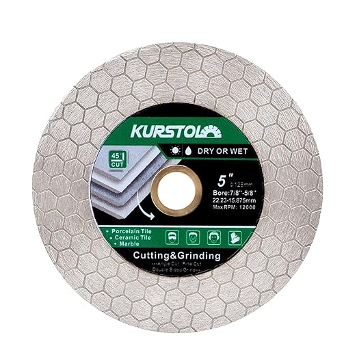 Tile Diamond Saw Blade - 5"/125mm Dual-Purpose Diamond Cutting Disc,Angel Grinder Blade Arbor 7/8"-5/8" for Cutting and Grinding Ceramic Tiles,Porcelain,Granite,Marble