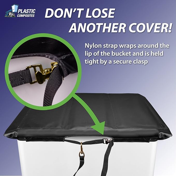 Bucket Truck Parts Folding Hard Top Bucket Cover That Holds Up Even If Water Pools, Nylon Strap with Buckle for Quick Fastening, Fits 1 Man Bucket 28"x28" Edge to Edge