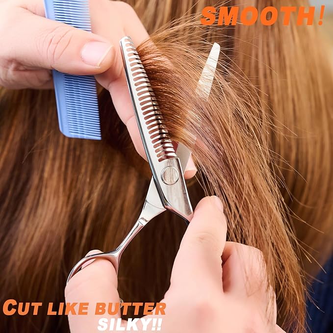 High-end Professional Hair Cut Thinning Scissors Hair Cutting Teeth Shears Barber Hairdressing Texturizing Scissor Extremely Very Sharp 6 Inch Stainless Steel Alloy For Men Women Salon& Home