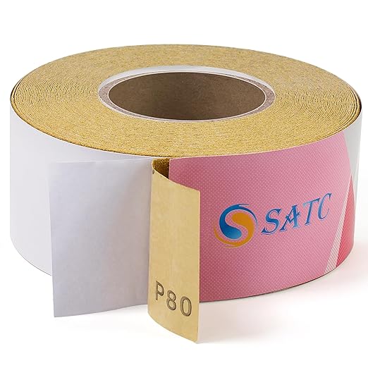 S SATC 80 Grit Pink PSA Longboard Sandpaper 20 Yard Long Continuous Roll, 2-3/4" Wide Self Adhesive Stickyback Sanding Sheets for Automotive, Hand Sanding Blocks,Woodworking, Metal, Plastic