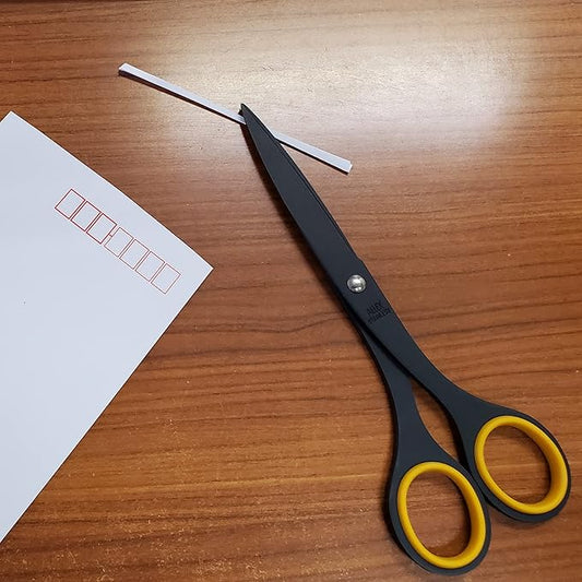 ALLEX Black Scissors for Office 6.5" All Metal Japanese Stainless Steel, Non Stick Coated Blade, Yellow, Made in JAPAN