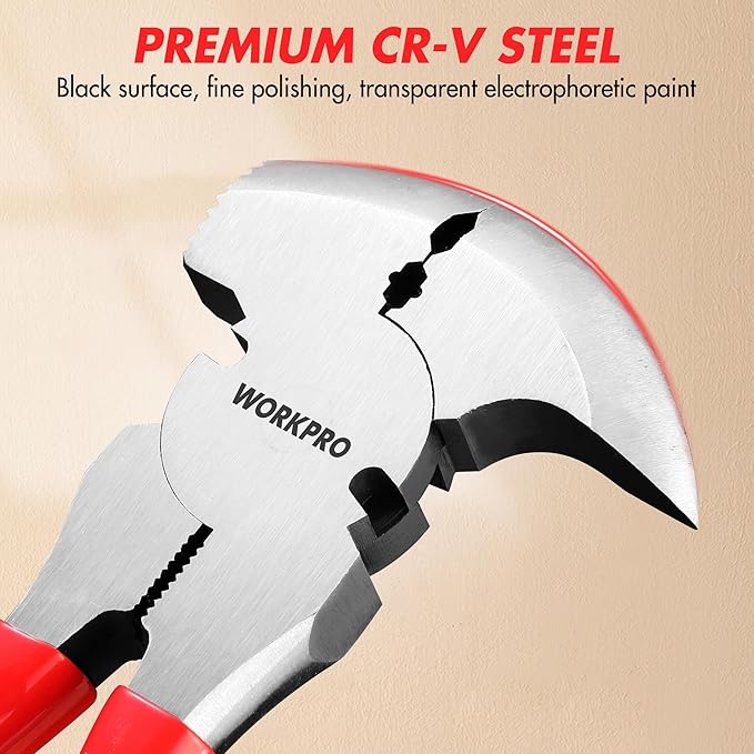 WORKPRO Fencing Pliers, 10-inch Multi Fence Pliers Tool, Heavy Duty Fencing Tools, Barbed Wire Fence Tools, Fence Cutter, Nail Puller, Staple Puller, Cutting Wire, Hammer Head