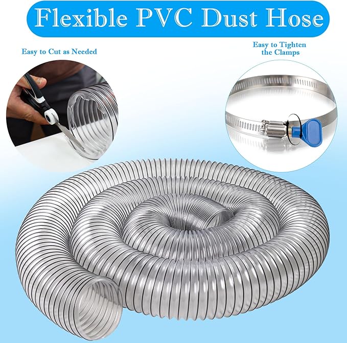 4"x70'PVC Dust Collection Hose,4Inch Dust Collector Hose for Vacuum,Woodworking Dust Collection System,Puncture Resistant Clear Flex PVC Dust Collection Hose Fume Debris Dust Hose w/Carbon Steel Wire