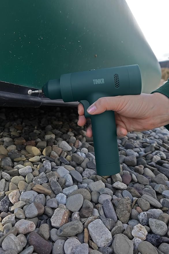 TINKR Cordless Brushless Drill 12V ??Dual Speed 30 Torque Settings, LED Display & Type-C Charging, 2000mAh Li-Ion Battery, Compact Power Drill with Soft Grip & Carry Bag (Green)
