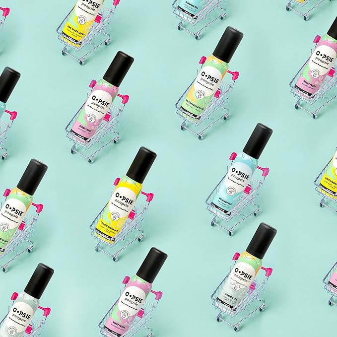 Oopsie Poopsie Pre GO toilet spray, discreet & portable original Pre-poo spray to use on the go. Assorted scents Lemon/Morning Shower Fresh Toilet Odor Eliminator 2oz bottle Gift Set 2 pack