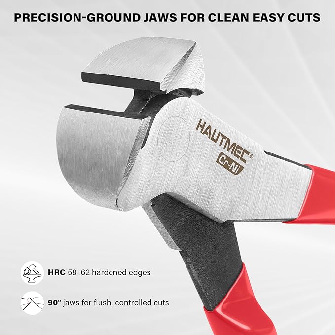 HAUTMEC 7 Inch Nail Puller Pliers Tool, CR-Ni Steel End Cutting Pliers with Non-Slip Grip, Nail Remover Tool with Polished Finish, End Cutting Nippers Tool for Pulling Nails and Wires HT0158-CP