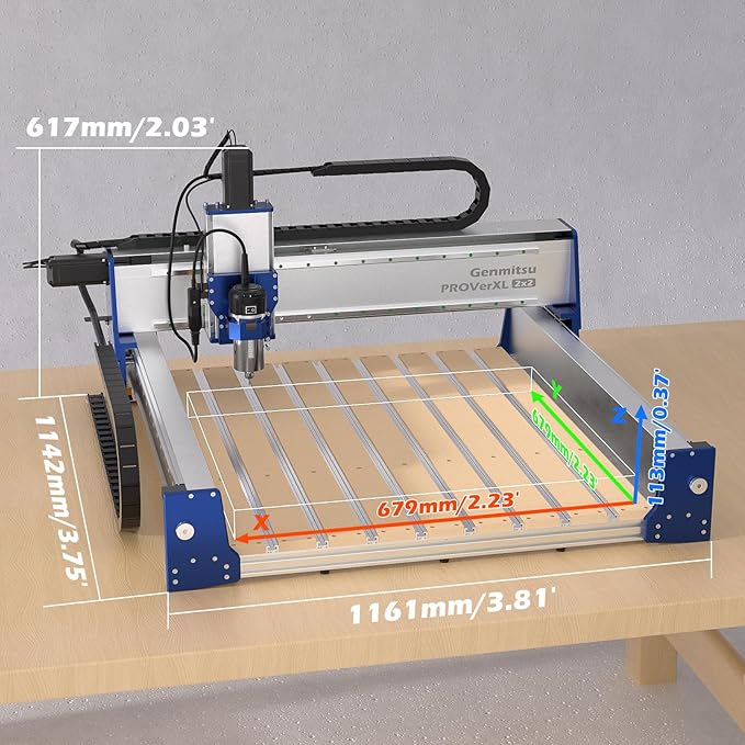 Genmitsu PROVerXL 2X2 CNC Router Machine, 2' x 2' CNC Machine with 710W Spindle, Closed-loop Stepper Motor, for Wood Metal Carving, WiFi & APP Supported, Work Area 26.76'' x 26.76'' x 4.44'