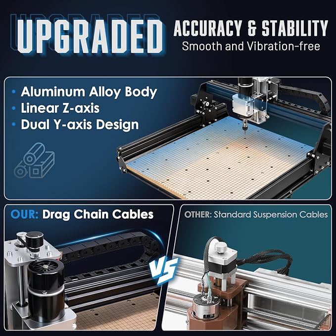 3-Axis CNC Router Machine, 500W Spindle Wood Engraver Machine, 16.9??횞 15.4??Large Working Area, CNC Engraving Machine with Z Probe & Offline Controller, Wood Acrylic MDF Nylon Routing Milling Carving