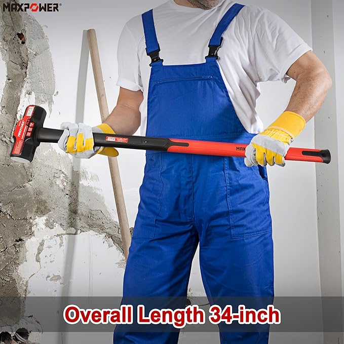 MAXPOWER 8lb Sledge Hammer, 32 inch Fiberglass Handle Length