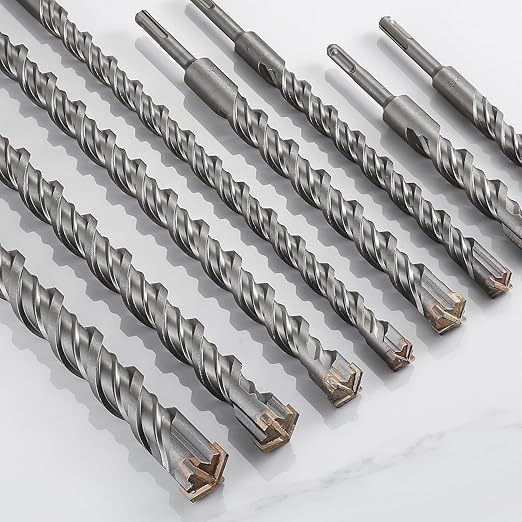 Concrete Drill Bit Lengthening 3pcs 3/8" X 12"-10" Cross-Type Double Thread Carbide Material Suitable for Brick, Cement Walls, Stone, Extra Long Hammer Drill Bits