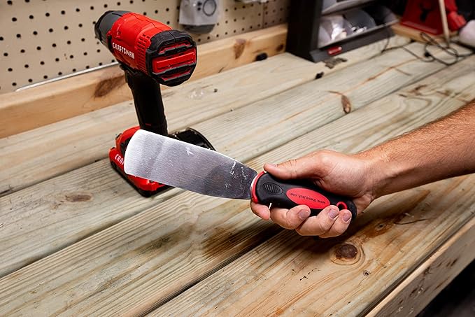 MoJack Heavy-Duty Stainless-Steel Lawn Mower Maintenance Deck Scraper – EZ Rubberized Non-Slip Grip Handle, 10.25” x 2”