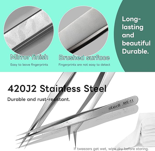 stedi 2PCS Precision Tweezers Set, Model Hobby Making Tools,Ultra-Precision Premium Stainless Steel Tweezers for Gundam, Scale Military Model, 3D Resin Parts, Industrial Tweezers