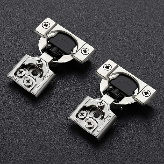 Ravinte 50 Pack 25 Pair 1/2 inch Overlay Cabinet Hinges Soft Close Hidden Door Hinge for Kitchen Cabinet Hinges Stainless Steel Adjustable Hinges Satin Nickel Cabinet Hardware