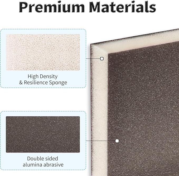 6 Pcs Sanding Sponge 150 Grits Wet Dry Sandpaper Sponges Washable & Reusable Sanding Blocks Double Sided Abrasive Sponge for Wood, Metal, Drywall & Furniture Polishing Grey