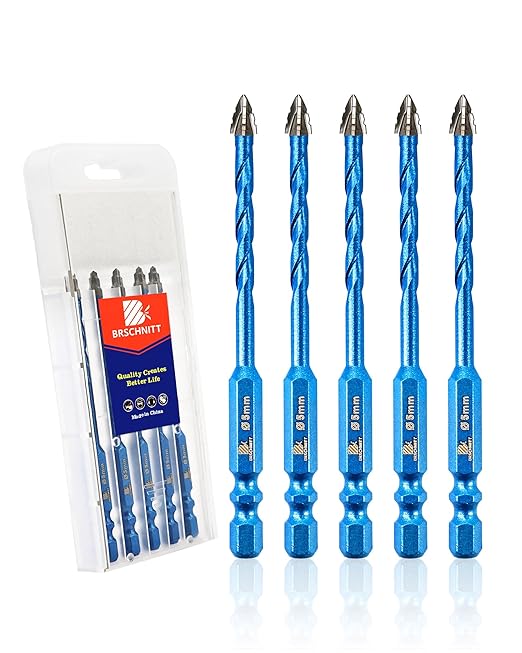 Serrated Carbide Masonry Drill Bit Set 3/16"*5 - Wood Drill Bits for Wood/Plastic/Masonry/Ceramic Tile Hex Shank Drills