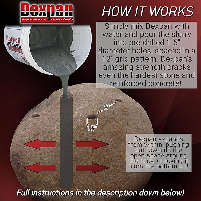 Expansive Demolition Grout 11 Lb. Bucket for Rock Breaking, Concrete Cutting, Excavating. Alternative to Demolition Jack Hammer Breaker, Jackhammer, Concrete Saw, Rock Drill (#3 (23F-50F))