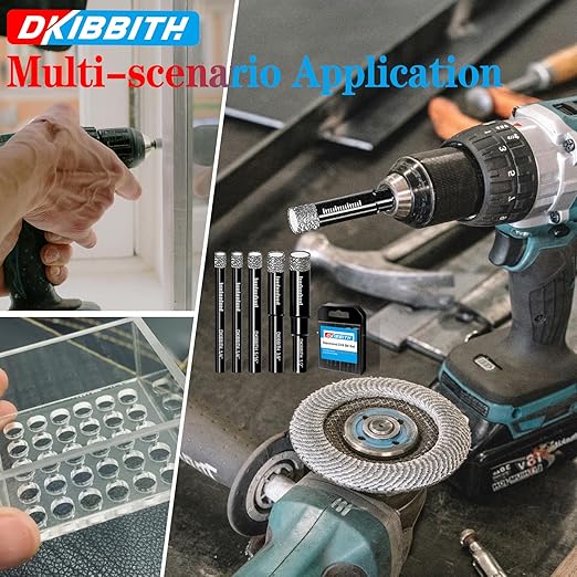 3pc 9/16??Diamond Core Drill Bits Set, 14mm Tile Drill Bits for Ceramic, Porcelain, Marble, Granite, Stone, Glass w/Integrated Coolant for Dry Drilling, Round Shank & Storage Case, Precision Cutting