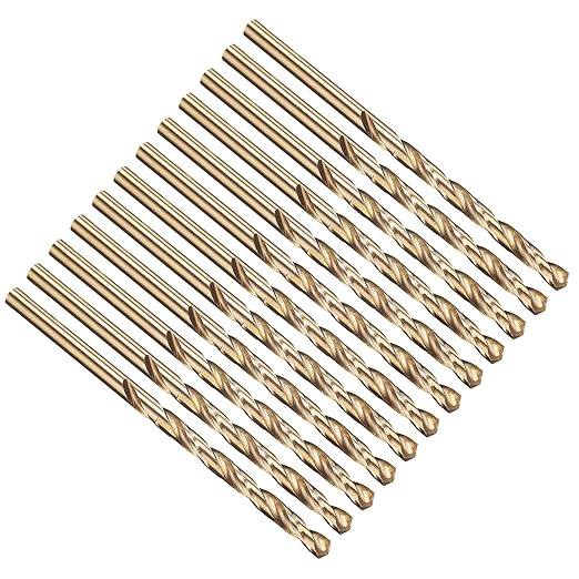 PATIKIL 5/32" Drill Bit, Jobber Straight Shank M35 Cobalt 5% High-Speed Steel 135째 Gold Finish for Stainless Steel Hard Metal - 12 Pack