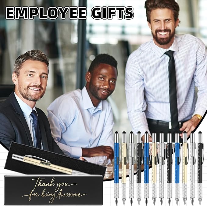 20 Sets Employee Appreciation Gifts for Adult Men Multi Tool Pen with Motivational Quote Boxes Stocking Stuffers Bulk for Father's Christmas White Elephant Gifts (Colorful)