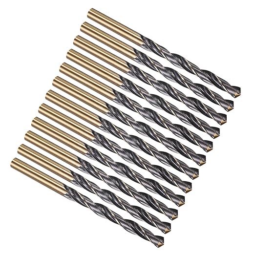 PATIKIL 7mm Drill Bit, Jobber Straight Shank 4341 High-Speed Steel 118째 Black and Gold Finish for Medium-Hard Metal Steel Acrylic - 12 Pack