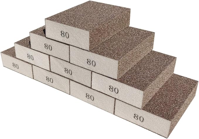 10 Pack 80 Grit Sanding Sponge, Washable and Reusable Sanding Blocks Great for Pot, Pan, Glass, Wood, Metal Sanding