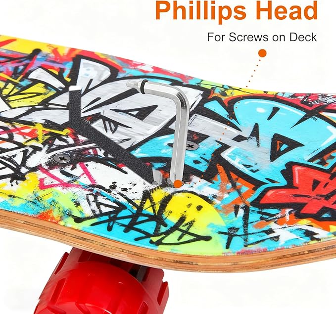 Skate Tools All-in-One, Skateboard T Tool, Tool Accessory with T-Type Allen Key and L-Type Phillips Head Wrench Screwdriver for Adjust Skateboards, Roller Skates, Longboards