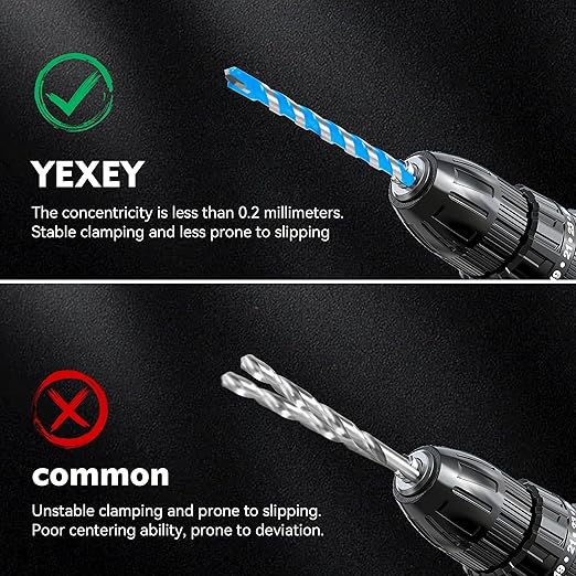5PCS 1/4" Masonry Concrete Drill Bit Set,Tungsten Carbide Drill Bit Tip,Hex Shank Drill Bits Set for Tile,Brick,Marble,Plastic,Cement,Wood,Glass etc.