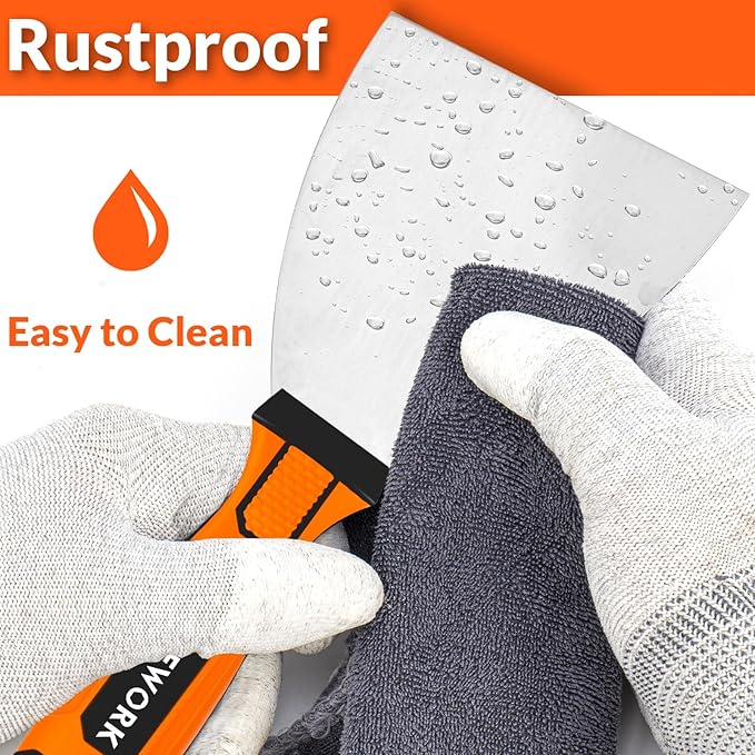 4 Inches Spackle Knife Tools, Putty Scraper, Ergonomic Grip Tapping With Hammer End for Drywall Work