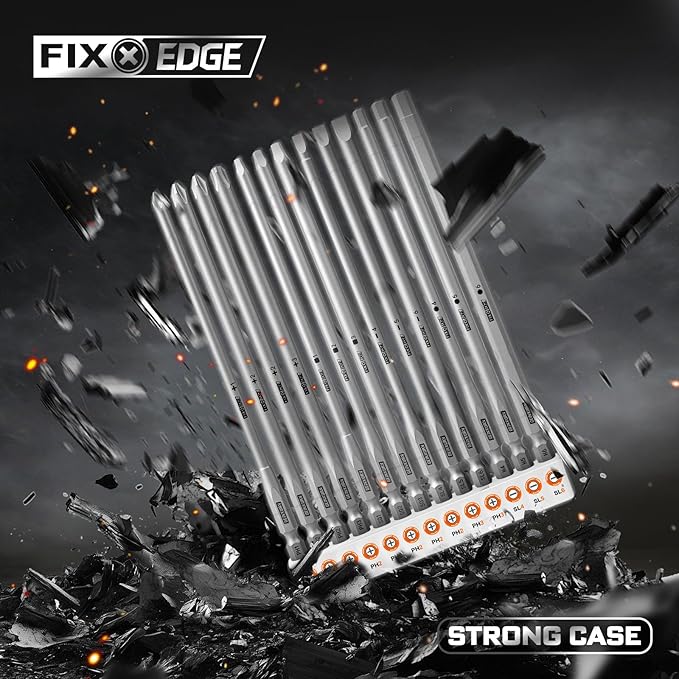 26Pieces Fixedge Screwdriver bit set, 6 inches Magnetic Alloy Steel Phillips/Slotted/Square/Torx/Hex/Security Torx Insert Power Bits Tips with Storage Organizer for Home Repair