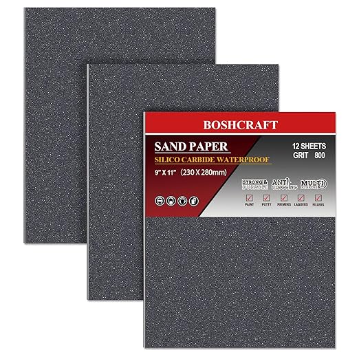 800 Grit Sandpaper, Wet Dry Sandpaper for Wood Metal Hand Sander Sand Paper Sandpaper Sheets Sandpaper Set Cut for Use 9" x 11"/12 Sheets