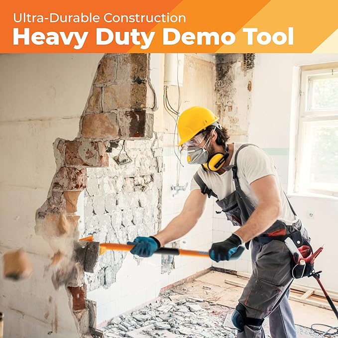 Gutster 48??Demolition Pry Bar & Crowbar ??Oval Handle Wrecking Bar for Ceiling & Wall Demo ??Heavy Duty Nail Puller Tool for Contractors, Firefighters & Home Renovations