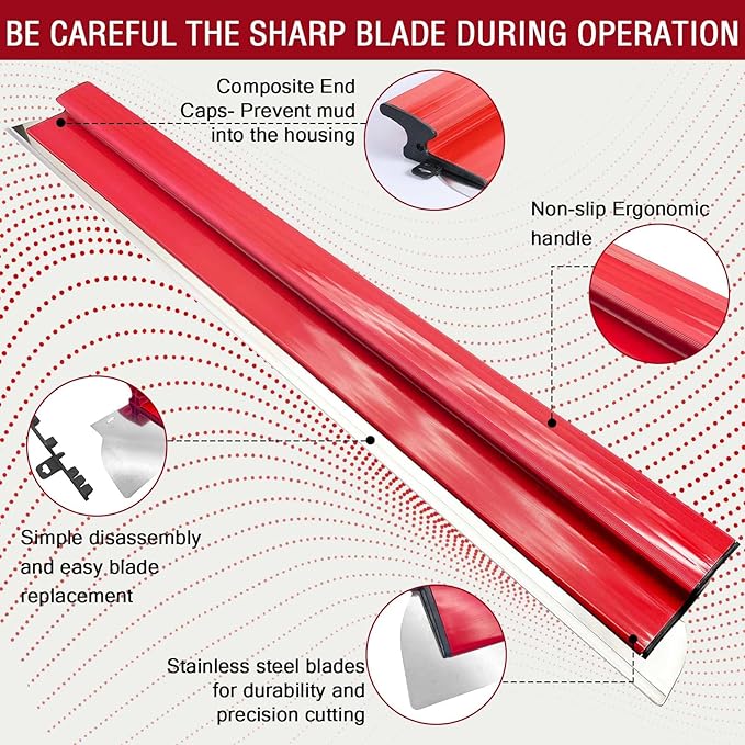 Drywall Skimming Blade 47 Inch, Large Putty Knives Precision 0.5mm Stainless Steel Blade for Drywall/Wallboard/Plasterboard