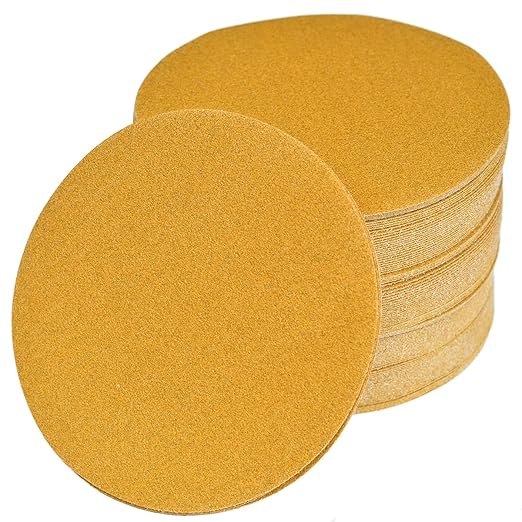 6-Inch No-Hole Hook and Loop Sanding Discs 120-Grit, Random Orbital Sandpaper for Automotive and Woodworking, 100-Pack