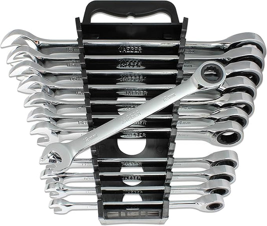 12pc MM/Metric TIGHTSPOT Ratcheting Wrenches - With Quick Access Wrench Organizer - Our standard in combination wrench sets from gear to tip