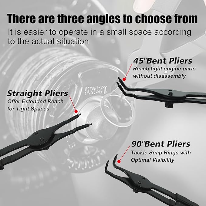 SGT 14pc Snap Ring Pliers Set,Internal & External Circlip Pliers with 45째/90째 Bent and Straight Pliers, Hook & Pick,Heavy Duty Removal Tool with Storage Case & Gloves