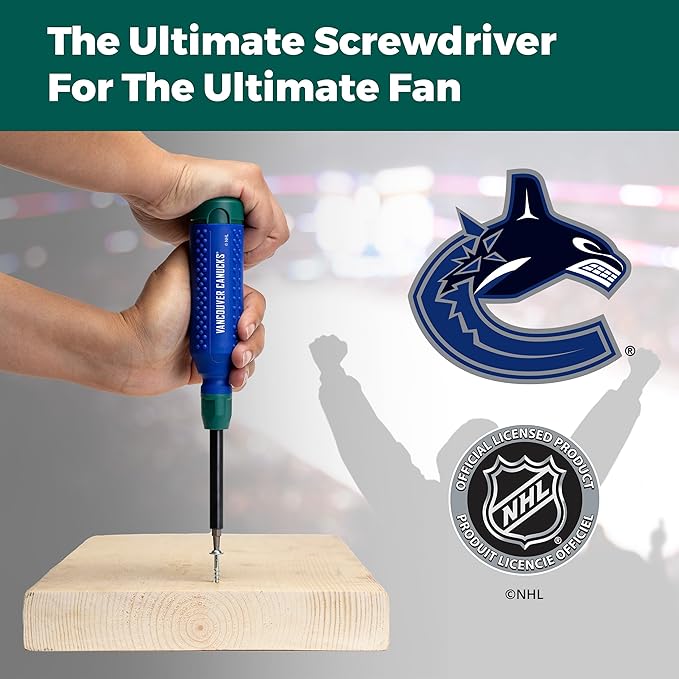 MEGAPRO짰 NHL짰 Team Edition Multi-bit Screwdriver | Officially Licensed NHL짰 Gear | Durable, Ergonomic, Pro-Grade Screwdriver (Vancouver Canucks짰)