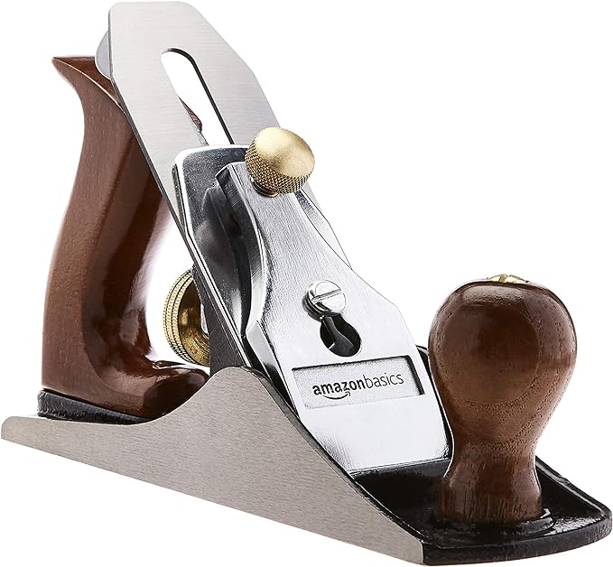 Amazon Basics No.4 Adjustable Universal Precision Smoothing Bench Hand Plane with 2-Inch Blade and Wooden Handles, Brown