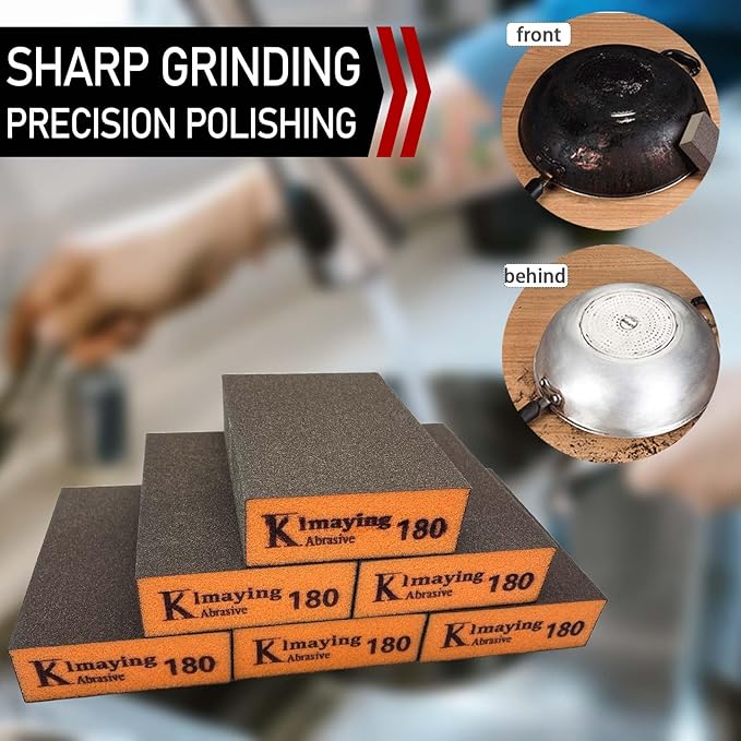 Sanding Sponge, 180 Grit Assortment Sanding Block, Wet and Dry Dual-use Sander Sponges for Drywall Metal, Sandpaper Sponge for Wood, Washable and Reusable