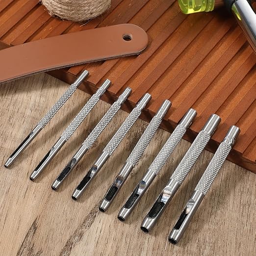 Hollow Leather Hole Punch Set (1.5mm-5mm) for Belts, Round Hole Punch Set Metal Hollow Holes Punching for Leather, Hollow-Punch for Leathers Craft Punchs Tools Sets for Belt DIY Belt Watch Band Gasket