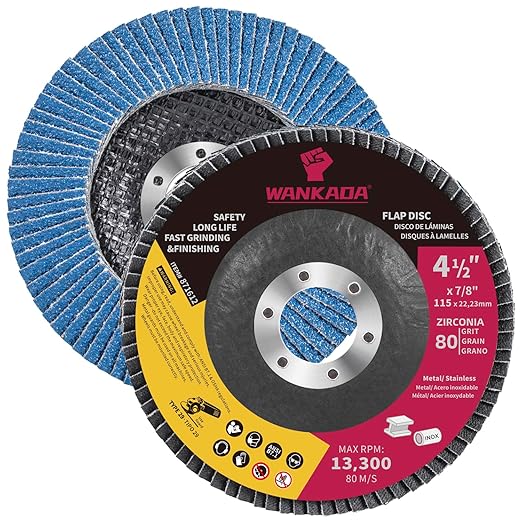 80 Grit Zirconia Flap Disc 4-1/2" x 7/8-Inch Abrasive Sanding Disc Bevel Type 29 Angle Grinder Edge Grinding Wheel for Stainless Steel and Metal (Pack of 10)