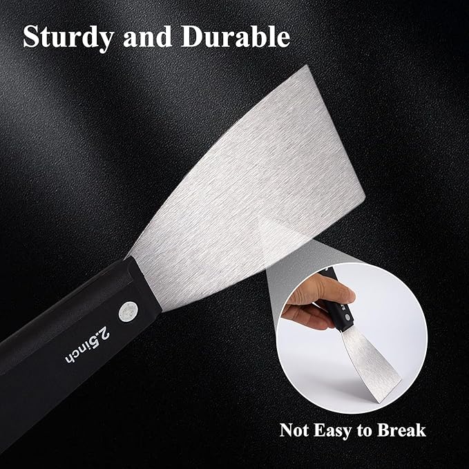 7 PCS Drywall Tools,Putty Knife,Paint Scraper Tool with Storage Bag,Stainless Steel Putty Knife Set,Drywall Scraper Spackle Taping Knife for Spreading Mud, Taping,Repairing wall (6 PCS -2.5")